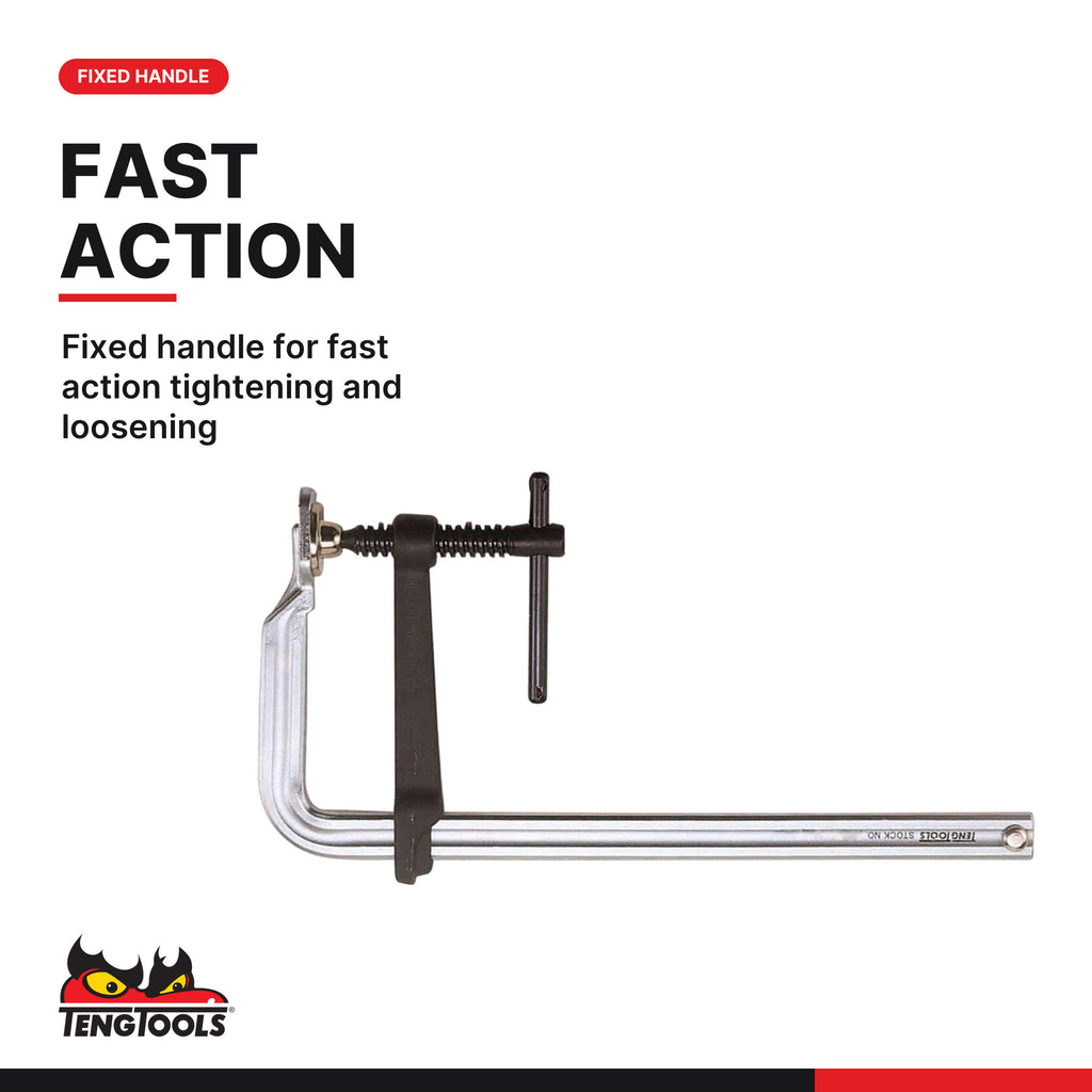 Teng Tools F-type clamp with fixed handle, 160 to 300 mm, fixed handle for fast action tightening and loosening
