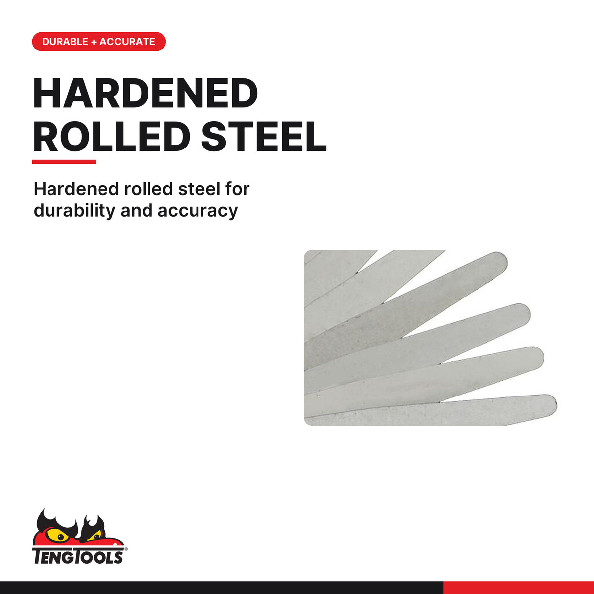 Teng Tools FG13100 Metric Feeler Gauge 0.05-1.0mm, hardened rolled steel for durability and accuracy