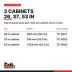 Teng Tools fixing bar for 26, 37 and 53 in cabinets, fits 26, 37 or 53 in cabinets, part numbers TC-FB01, TC-FB03 and TC-FB02