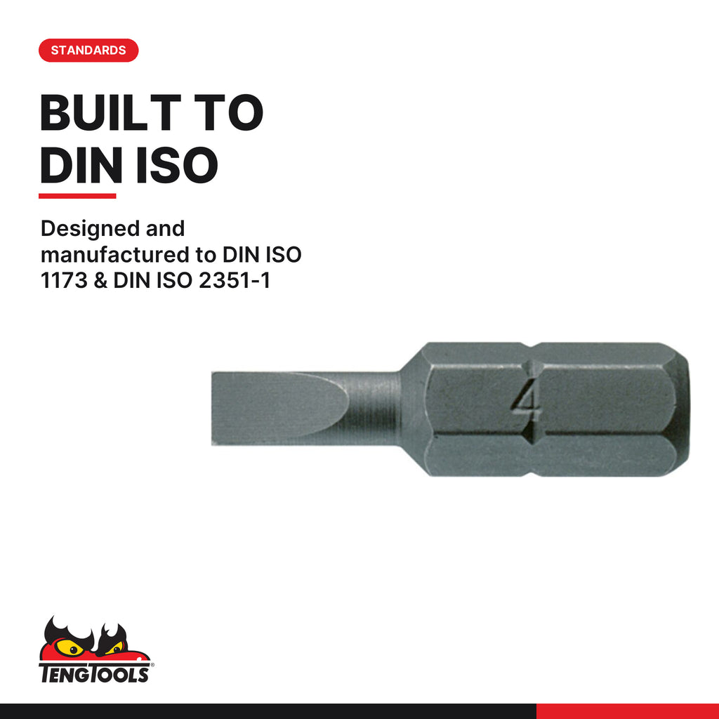 Teng Tools FL2506B03 4.5 mm Slotted Flat Head Screwdriver Bit, designed and manufactured to DIN ISO 1173 & DIN ISO 2351-1