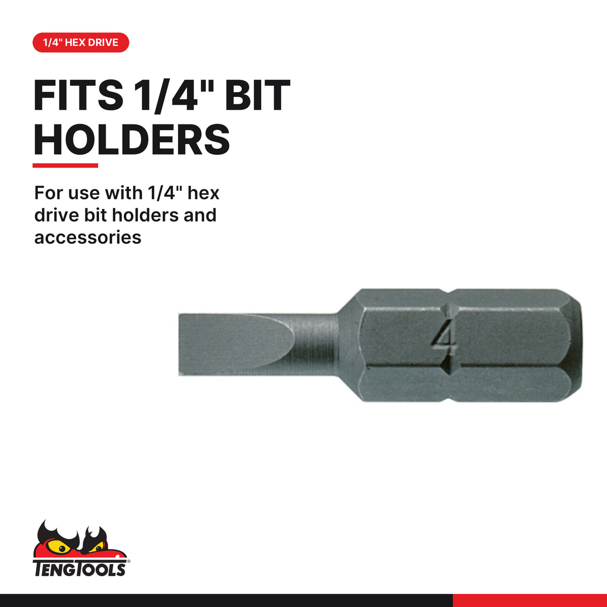 Teng Tools FL2508B03 5.5 mm Slotted Flat Head Screwdriver Bit, for use with 1/4" hex drive bit holders and accessories