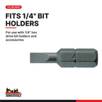 Teng Tools FL2512A03 6.5 mm Slotted Flat Head Screwdriver Bit, for use with 1/4" hex drive bit holders and accessories