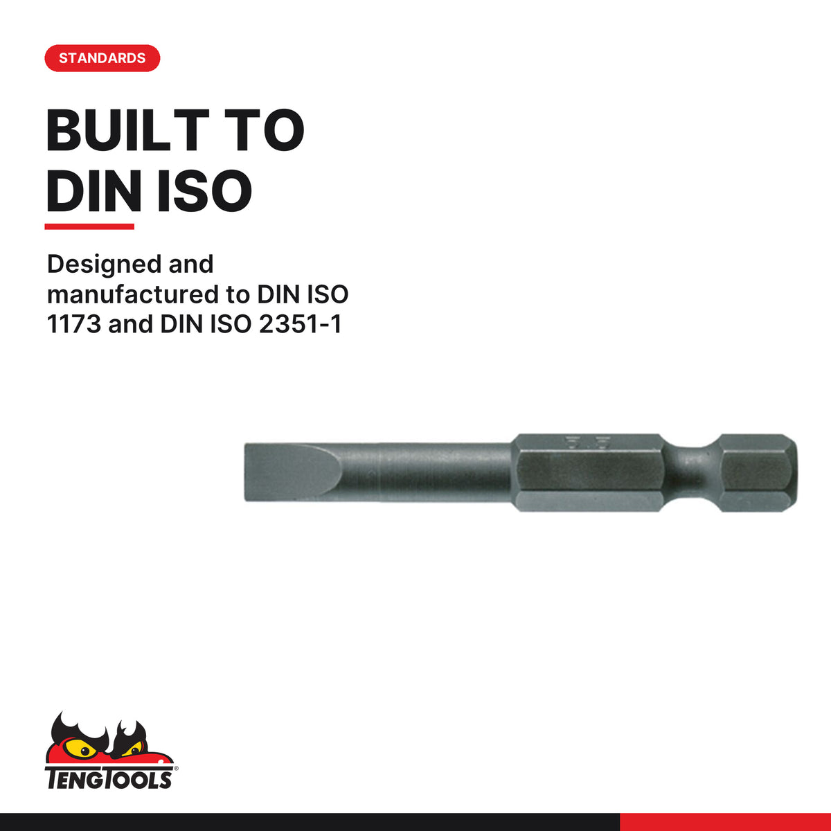 Teng Tools FL5008B03 5.5 mm Slotted Flat Head Driver Bit, designed and manufactured to DIN ISO 1173 and DIN ISO 2351-1