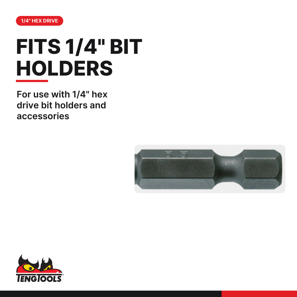 Teng Tools FL5010A03 5.5-6.5 mm Flat Head Screwdriver Bit, for use with 1/4" hex drive bit holders and accessories