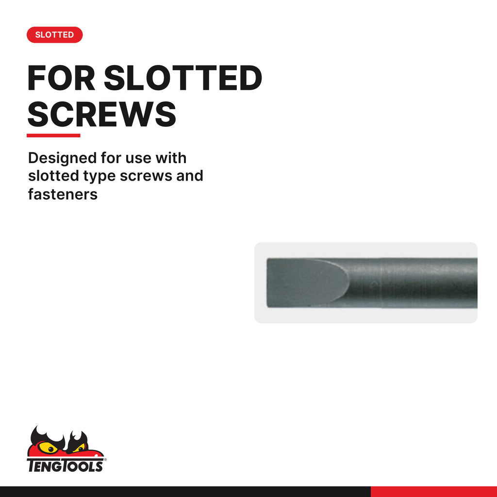 Teng Tools FL5010A03 5.5-6.5 mm Flat Head Screwdriver Bit, designed for use with slotted type screws and fasteners