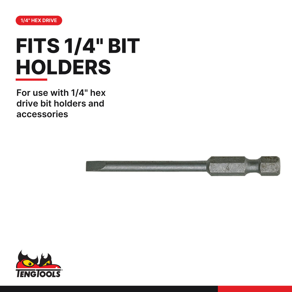 Teng Tools FL7006A02 3.5 mm Flat Slotted Screwdriver Bit, for use with 1/4" hex drive bit holders and accessories