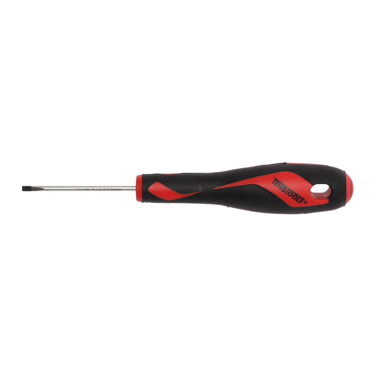 Teng Tools flat head slotted screwdriver, 2.5 to 10.0 mm tip on a white background