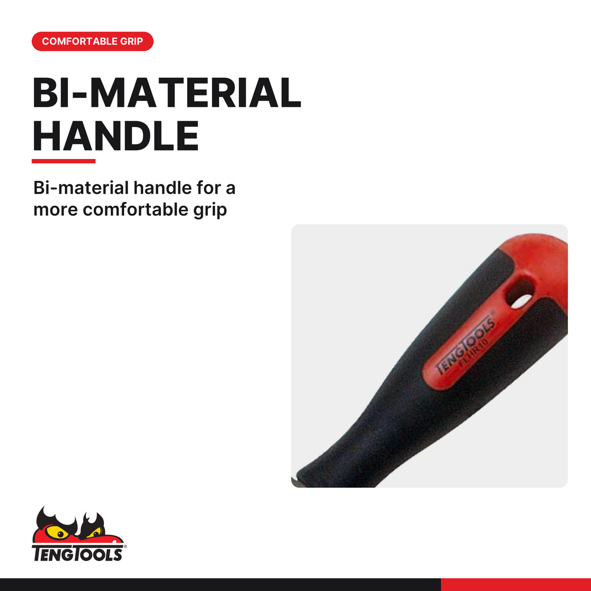 Teng Tools FLHR10 250 mm Half Round Hand File, bi-material handle for a more comfortable grip