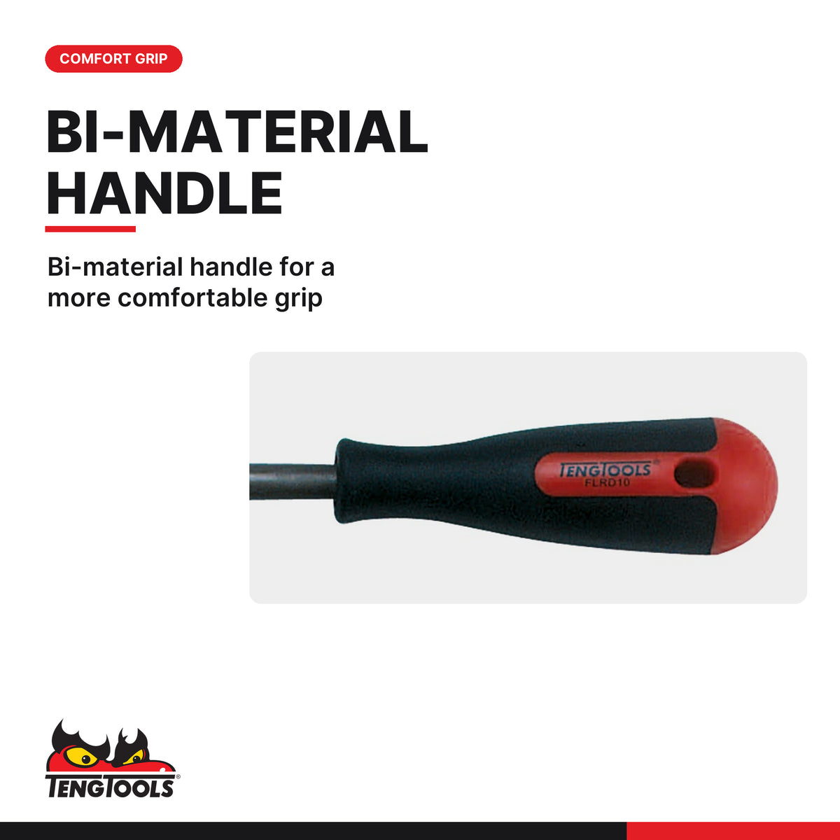 Teng Tools FLRD10 250 mm Round Hand File With Bi-Material Ergonomic, bi-material handle for a more comfortable grip