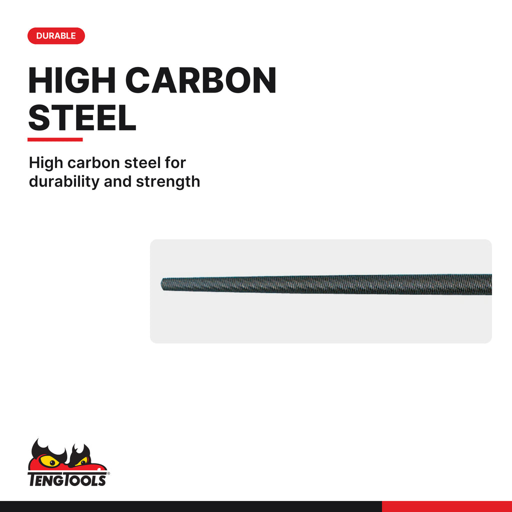 Teng Tools FLRD10 250 mm Round Hand File With Bi-Material Ergonomic, high carbon steel for durability and strength