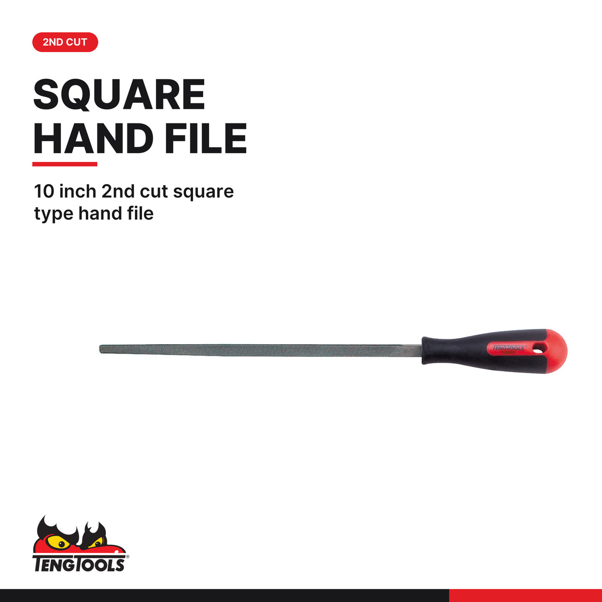 Teng Tools FLSQ10 10 Inch 2nd Cut Square Type Hand File FLSQ10, 10 inch 2nd cut square type hand file