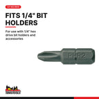 Teng Tools GR25002100 PH2G Phillips Screwdriver Bits, for use with 1/4" hex drive bit holders and accessories