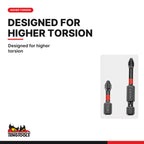 Teng Tools GRP3000201 1/4 Hex PH2G Phillips #2 Impact Bit 30 mm, designed for higher torsion