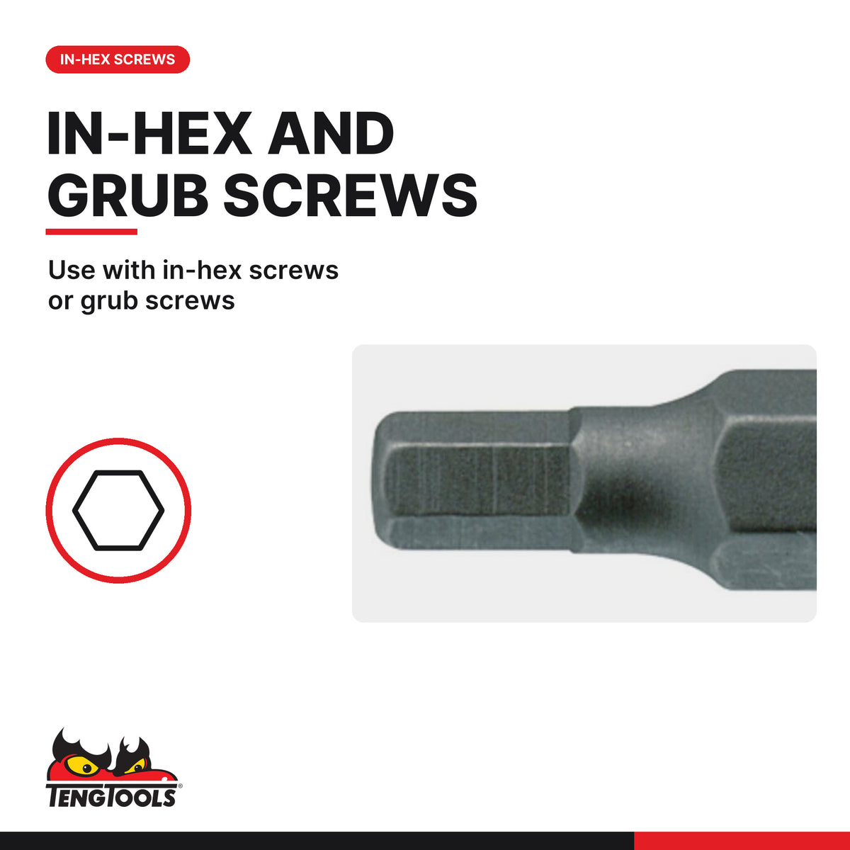 Teng Tools HEX2500503 1/4 Hex Insert Bits 25 mm Long, use with in-hex screws or grub screws
