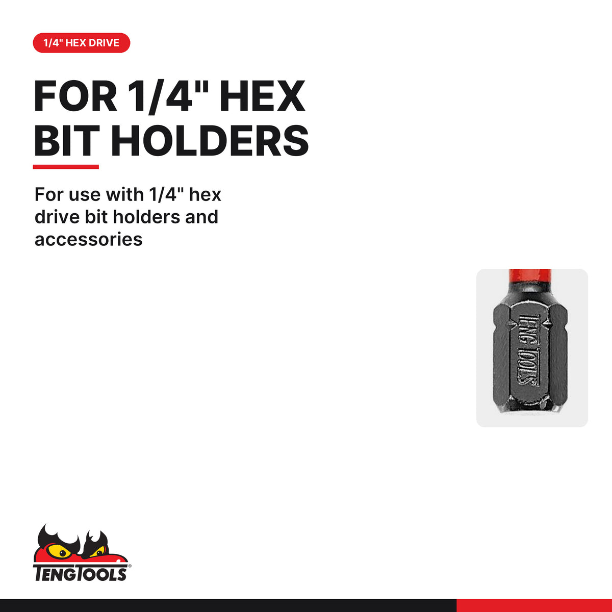 Teng Tools HEXP3000301 1/4 Hex Impact Bit 30 mm, for use with 1/4" hex drive bit holders and accessories
