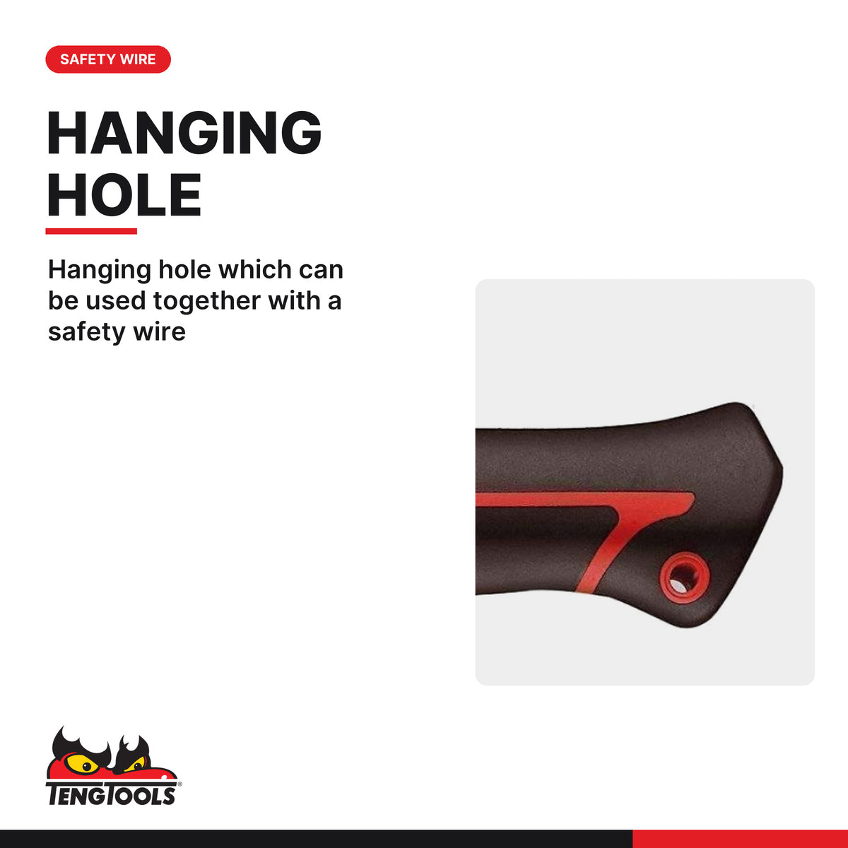 Teng Tools HMCH20A 20 oz Carpenters Claw Hammer, hanging hole which can be used together with a safety wire