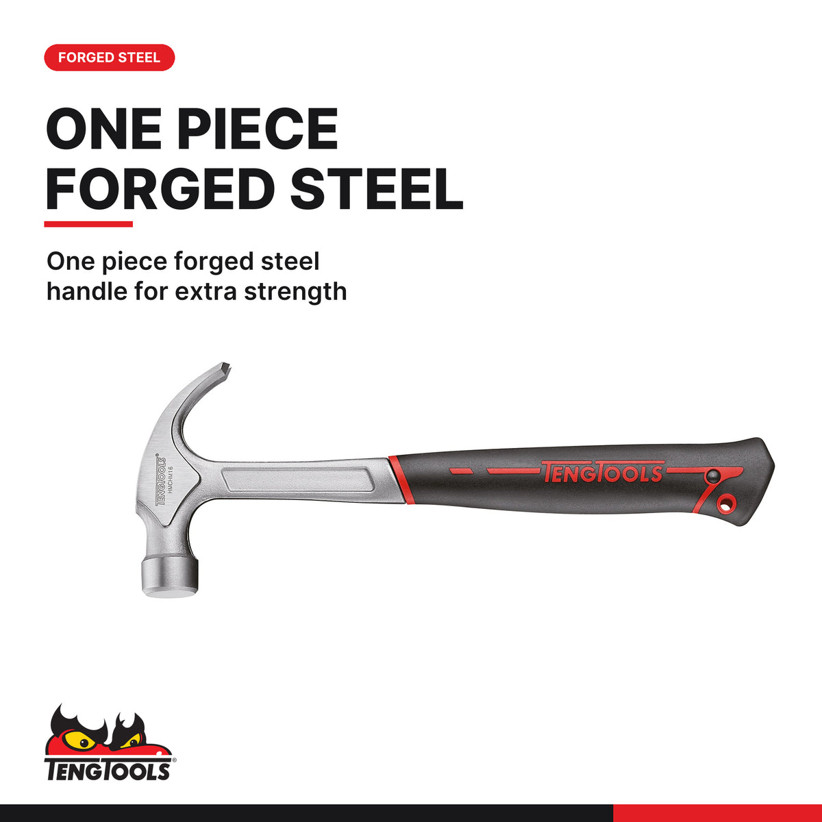 Teng Tools HMCHM16 16 oz Forged Steel Claw Hammer, one piece forged steel handle for extra strength