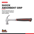 Teng Tools HMCHM16 16 oz Forged Steel Claw Hammer, shock absorbent grip to reduce impact vibration when striking