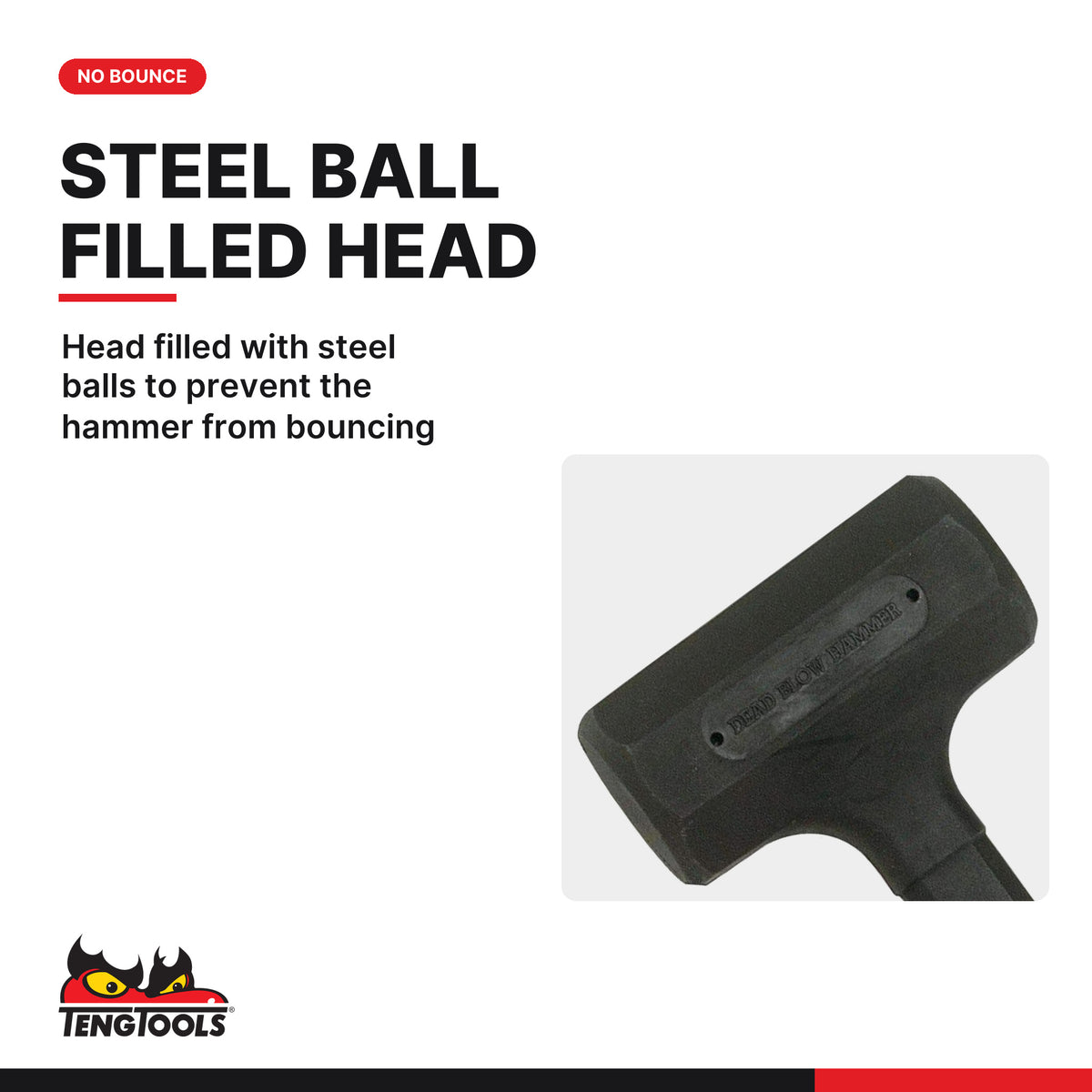 Teng Tools HMDH35 Dead Blow Hammer 35-65mm, head filled with steel balls to prevent the hammer from bouncing