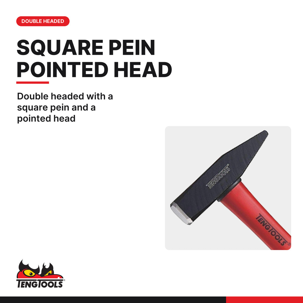 Teng Tools HMEG300 300g Engineers Ball Peen Hammer, double headed with a square pein and a pointed head