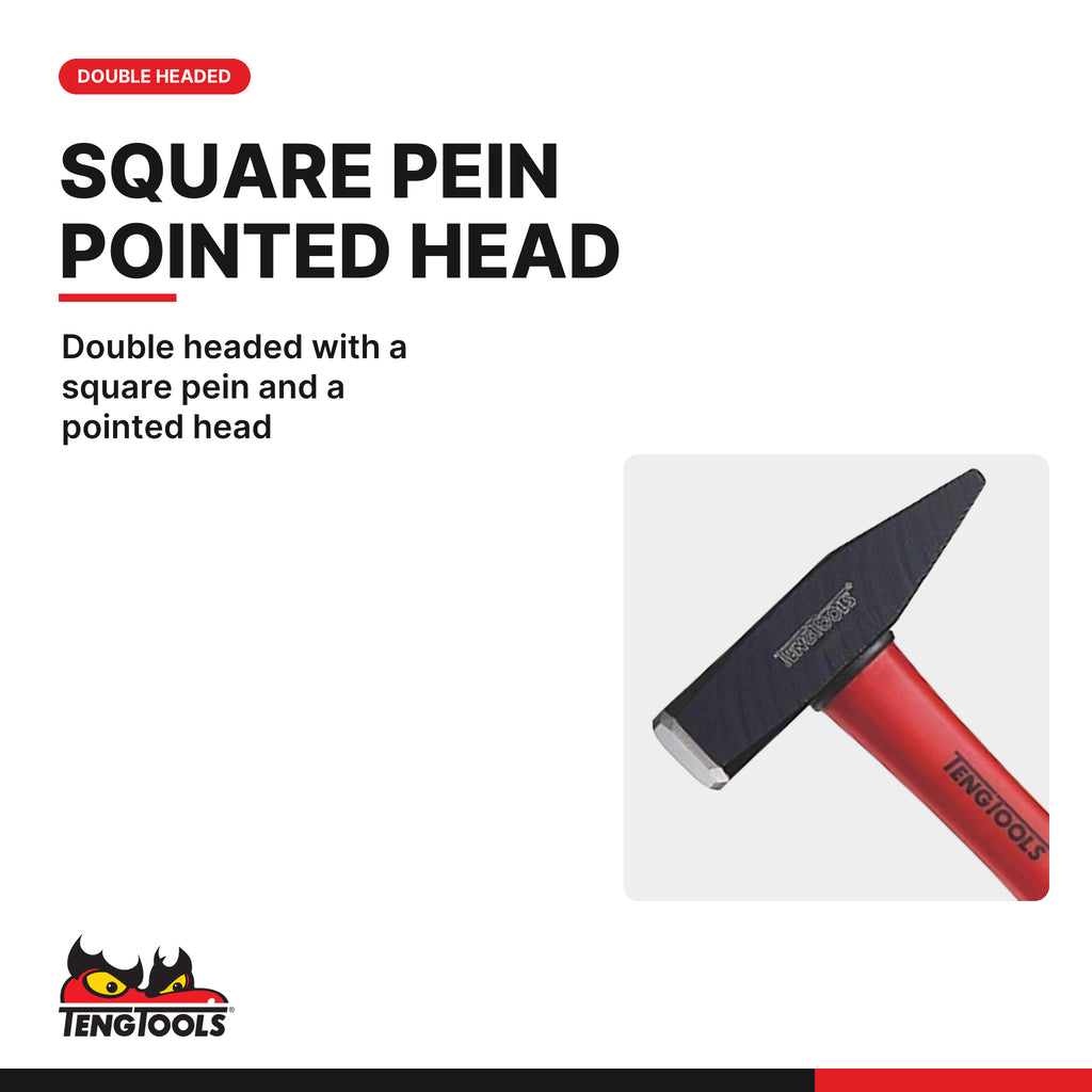 Teng Tools HMEG800 800g Engineers Ball Peen Hammer, double headed with a square pein and a pointed head
