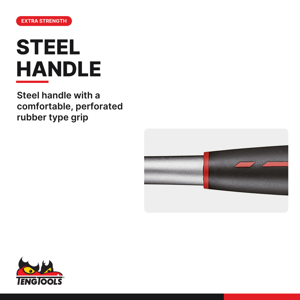 Teng Tools HMS1250 1250g Lump Hammer with Round Face and Fiberglass, steel handle with a comfortable, perforated rubber type
