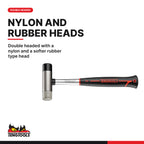 Teng Tools HMSF Soft Face Hammer with Wooden Handle and Replaceable, double headed with a nylon and a softer rubber type head