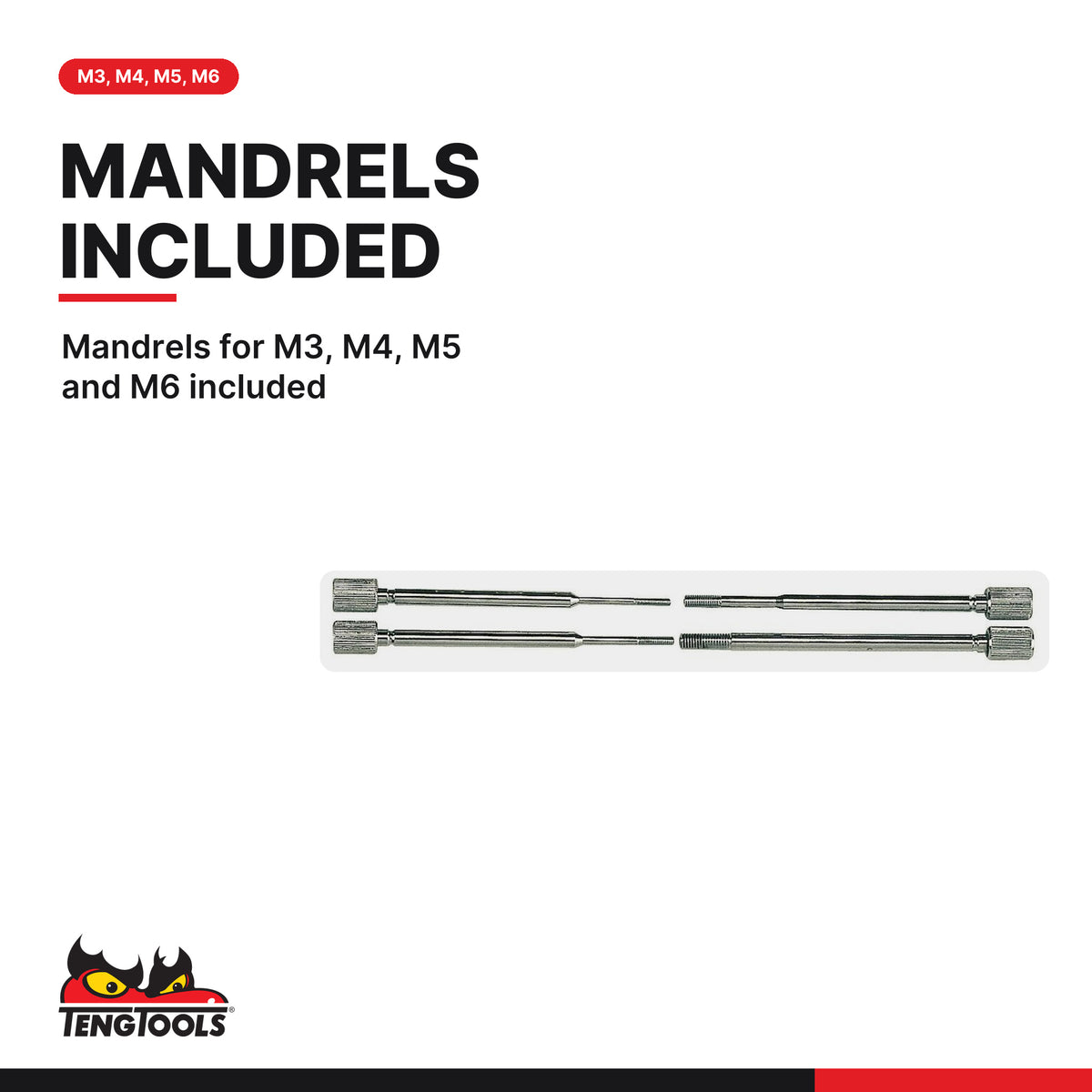 Teng Tools HN02 M3 M4 M5 M6 Aluminium Rivet Nut Installation Gun, mandrels for M3, M4, M5 and M6 included