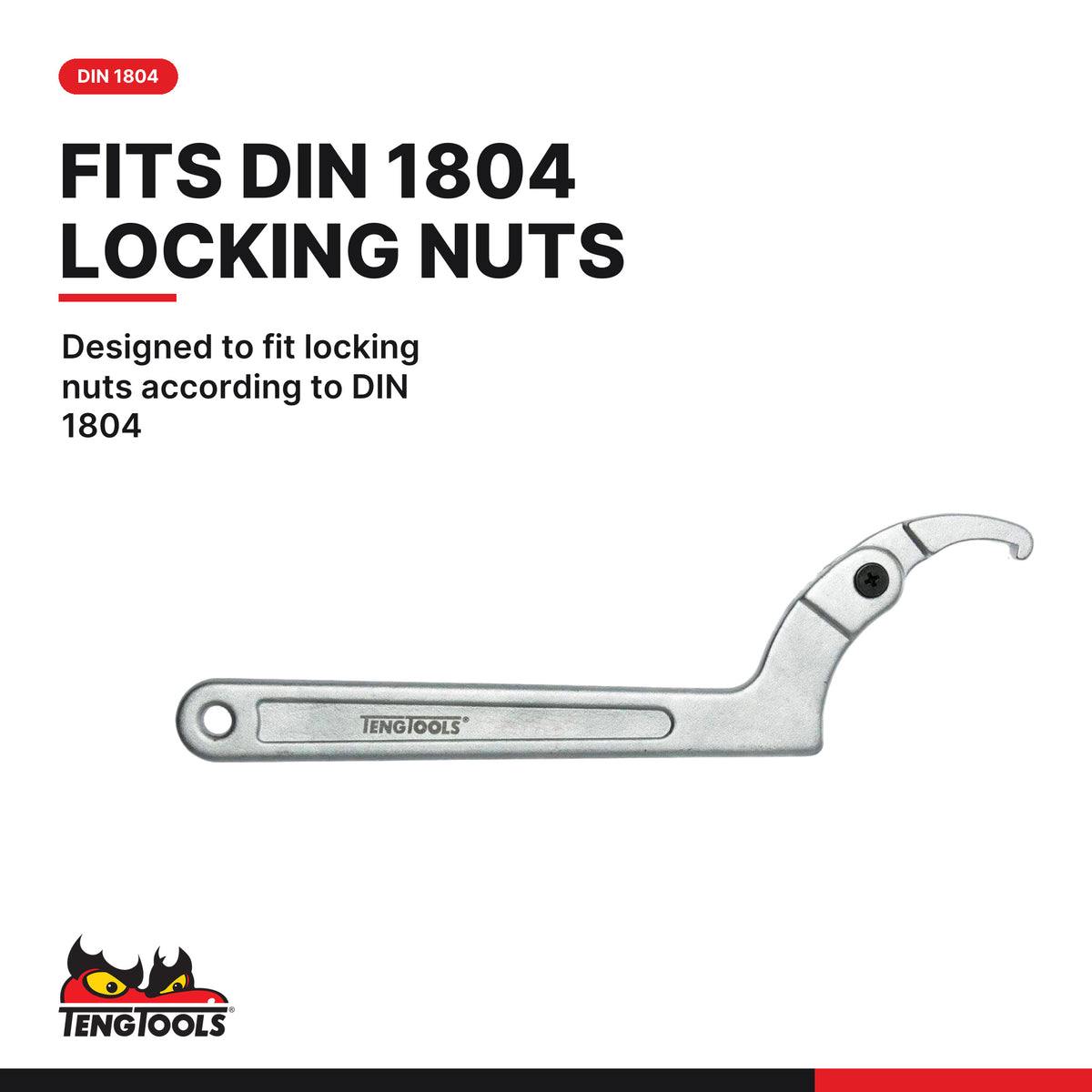 Teng Tools HP101 19-50 Adjustable Hook Wrench, designed to fit locking nuts according to DIN 1804