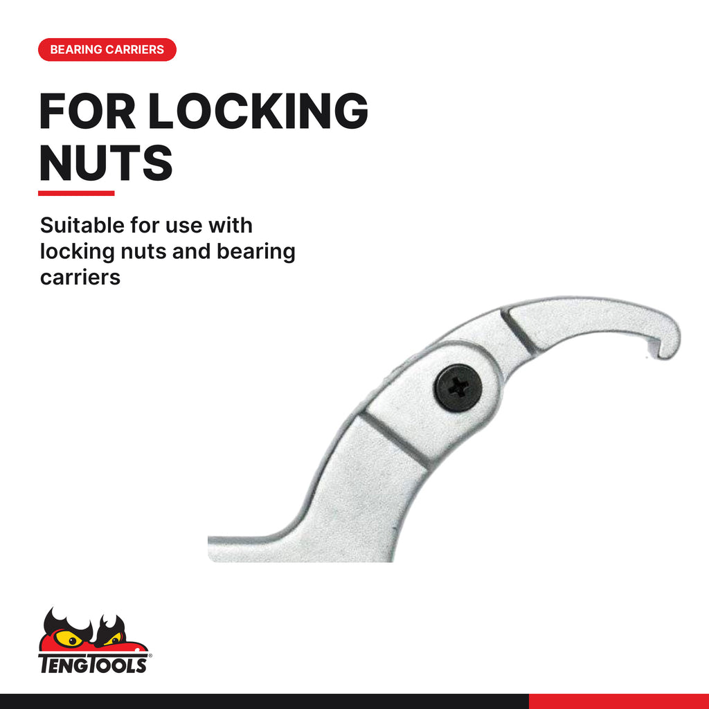Teng Tools HP101 19-50 Adjustable Hook Wrench, suitable for use with locking nuts and bearing carriers