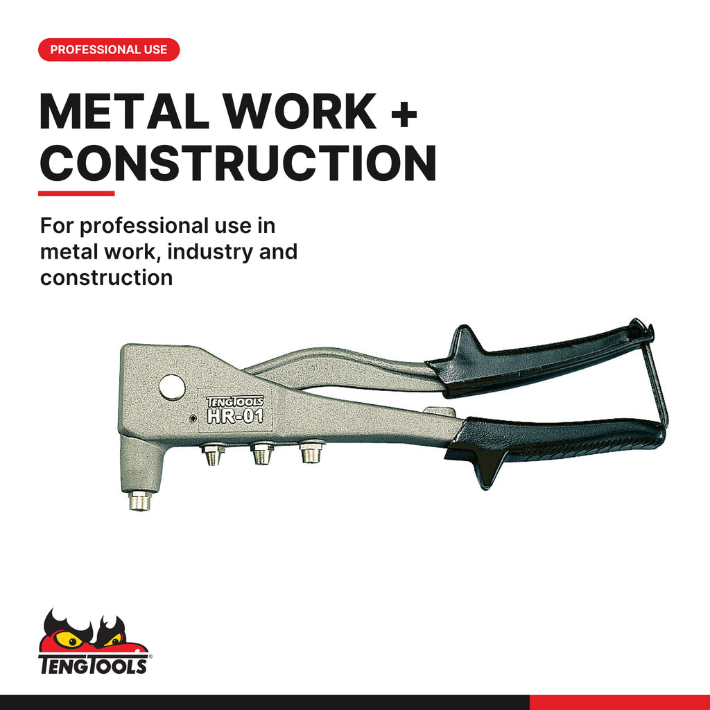 Teng Tools HR01 Hand Riveter for Pop Rivets, for professional use in metal work, industry and construction