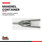 Teng Tools HRLR01 Long Handle Rivet Gun, plastic container collects the spent mandrels