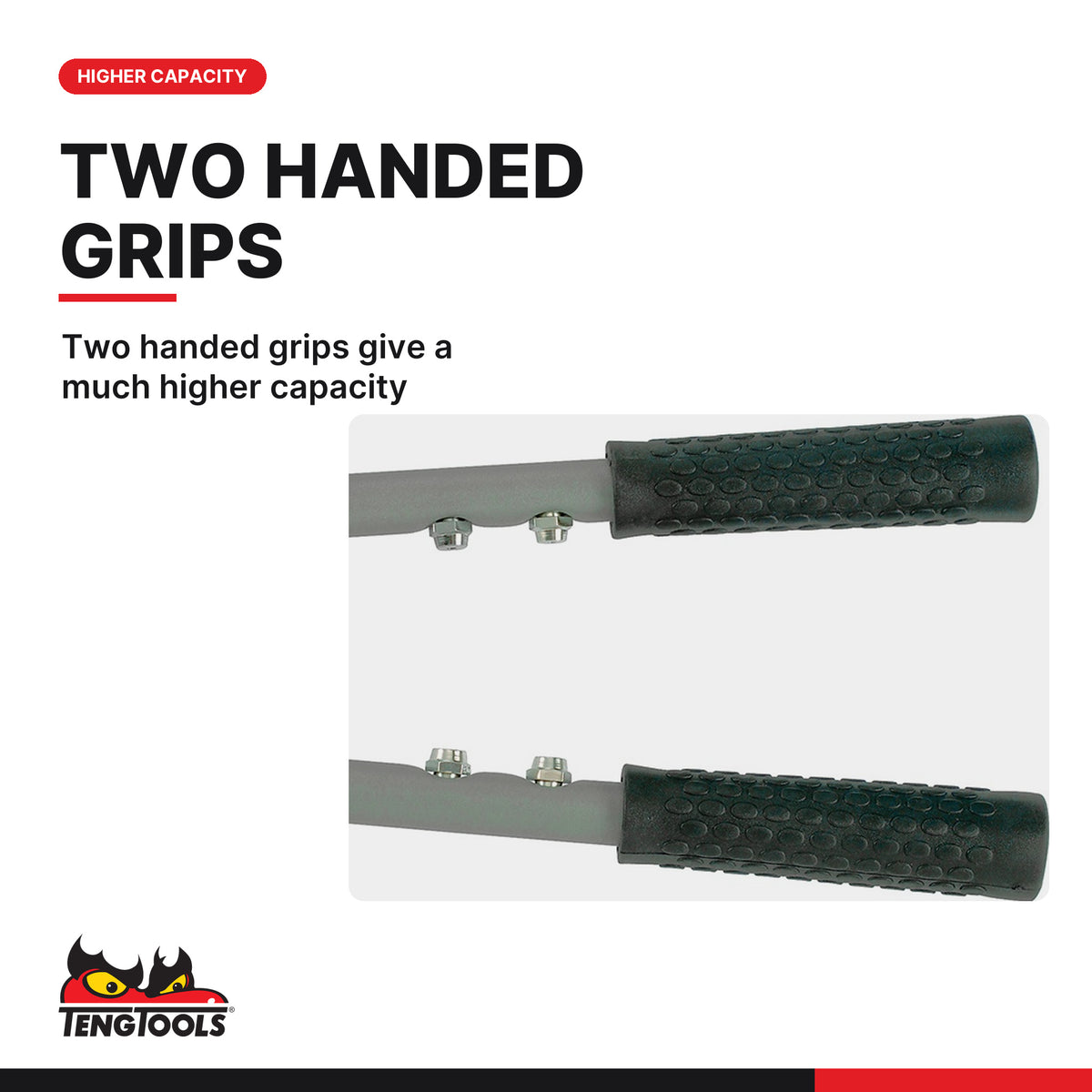 Teng Tools HRLR01 Long Handle Rivet Gun, two handed grips give a much higher capacity