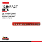 Teng Tools ID515 15 Piece 1/2 Inch Manual Impact Driver Set, set includes 12 impact bits covering the most popular screw