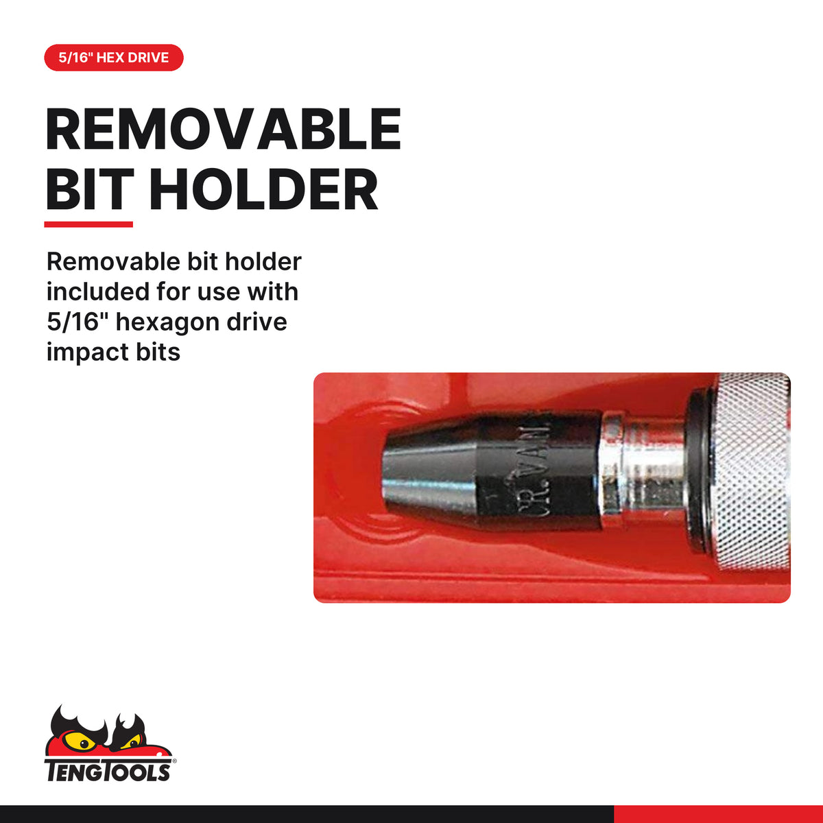 Teng Tools ID515 15 Piece 1/2 Inch Manual Impact Driver Set, removable bit holder included for use with 5/16" hexagon drive