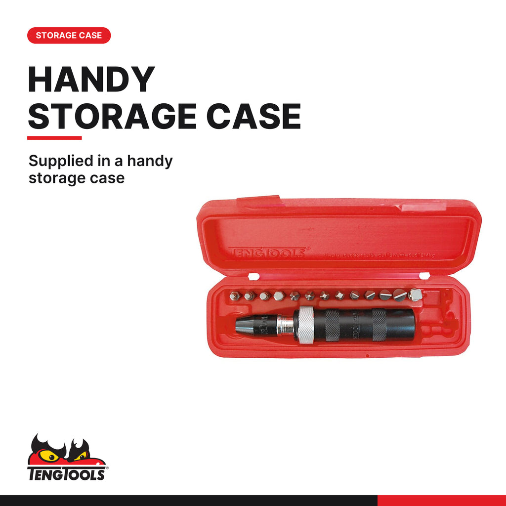 Teng Tools ID515 15 Piece 1/2 Inch Manual Impact Driver Set, supplied in a handy storage case