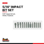 Teng Tools ID515BIT 5/16 Inch Impact Bit Set Mixed 13 Pieces, 5/16" impact bit set, mixed, 13 pieces