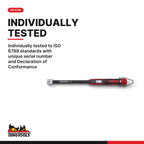 Teng Tools Insert Torque Wrench for 9x12 mm and 14x18 mm insert tools, individually tested to ISO 6789 standards with unique