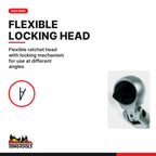 Teng Tools long ratchet with flexible head, 1/4, 3/8 or 1/2 in drive, flexible ratchet head with locking mechanism for use