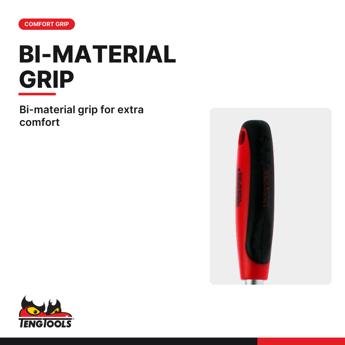 Teng Tools long ratchet with flexible head, 1/4, 3/8 or 1/2 in drive, bi-material grip for extra comfort