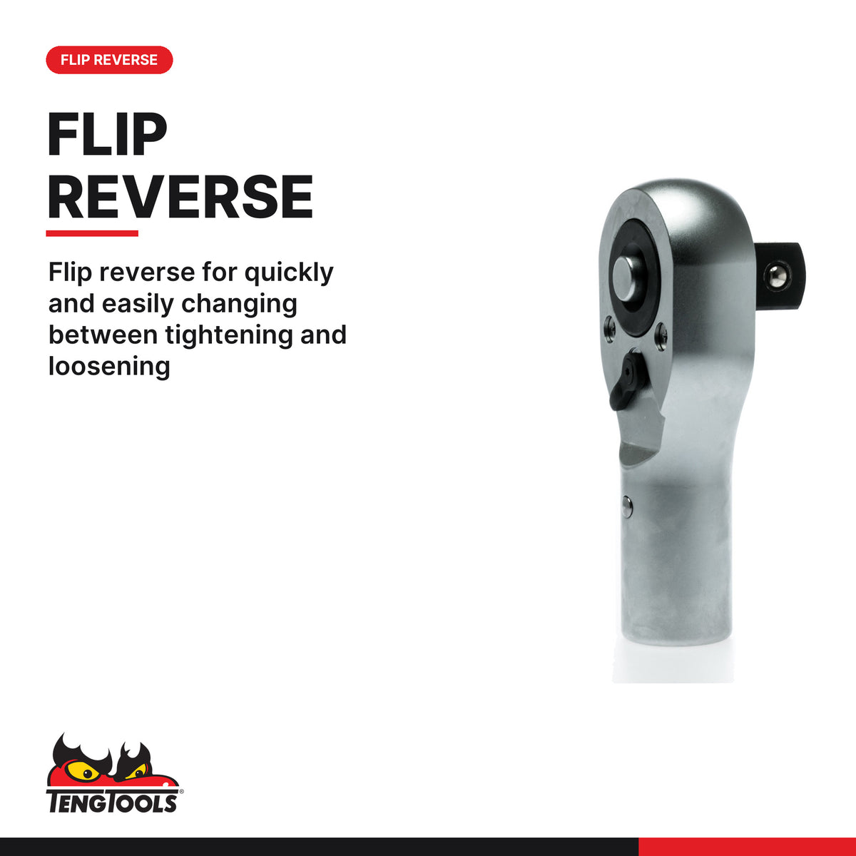 Teng Tools M110010 1 Inch Drive Ratchet Head, flip reverse for quickly and easily changing between tightening and loosening