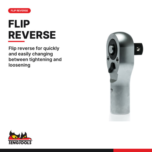 Teng Tools M110010 1 Inch Drive Ratchet Head, flip reverse for quickly and easily changing between tightening and loosening