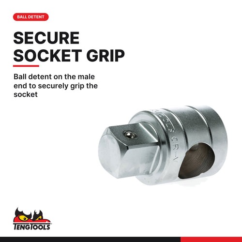 Teng Tools M110030 1 Inch Drive T-Bar Adaptor -M110030, ball detent on the male end to securely grip the socket