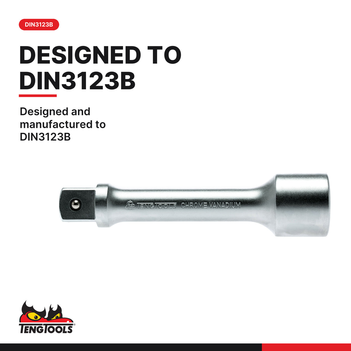 Teng Tools M110040 1 Inch Drive Extension Bar in 200 mm (7.9 inch) and, designed and manufactured to DIN3123B