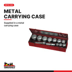 Teng Tools M1115MM 1" Socket Set 12 pt 15 Pieces, supplied in a metal carrying case