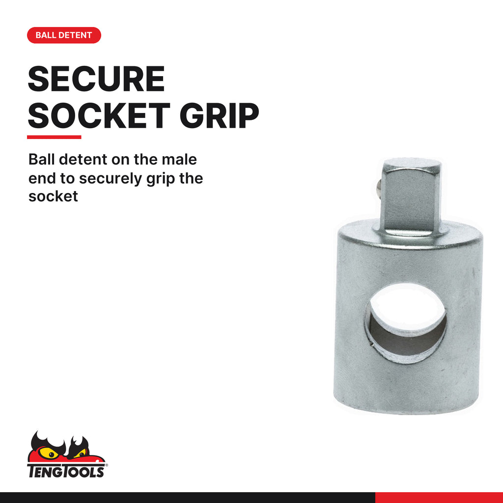Teng Tools M120036-C 1/2 Inch Drive 1/2 Inch Drive Female: 3/8 Inch, ball detent on the male end to securely grip the socket