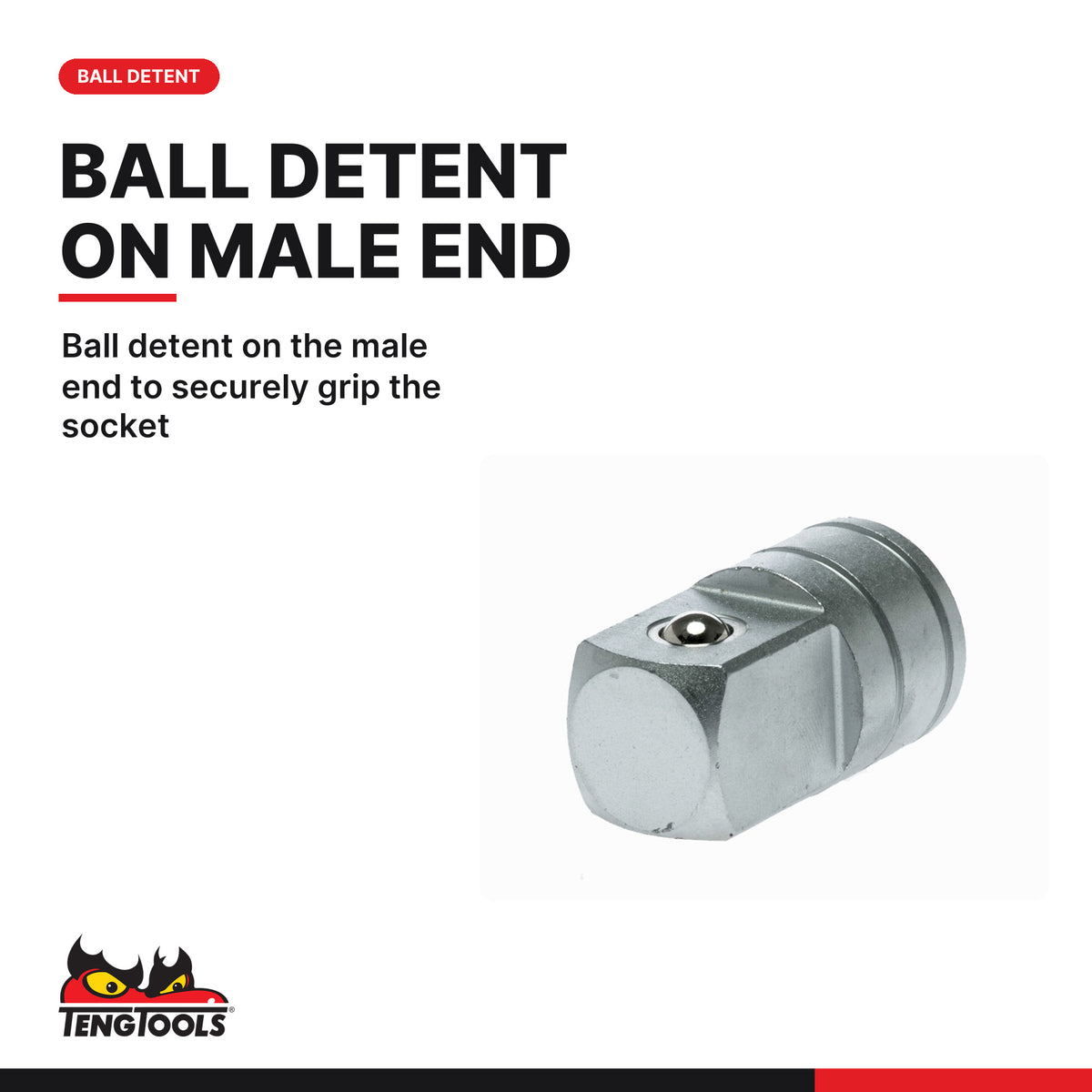 Teng Tools M120037-C Socket Adapter 1/2 Inch Drive Female to 3/4 Inch, ball detent on the male end to securely grip the