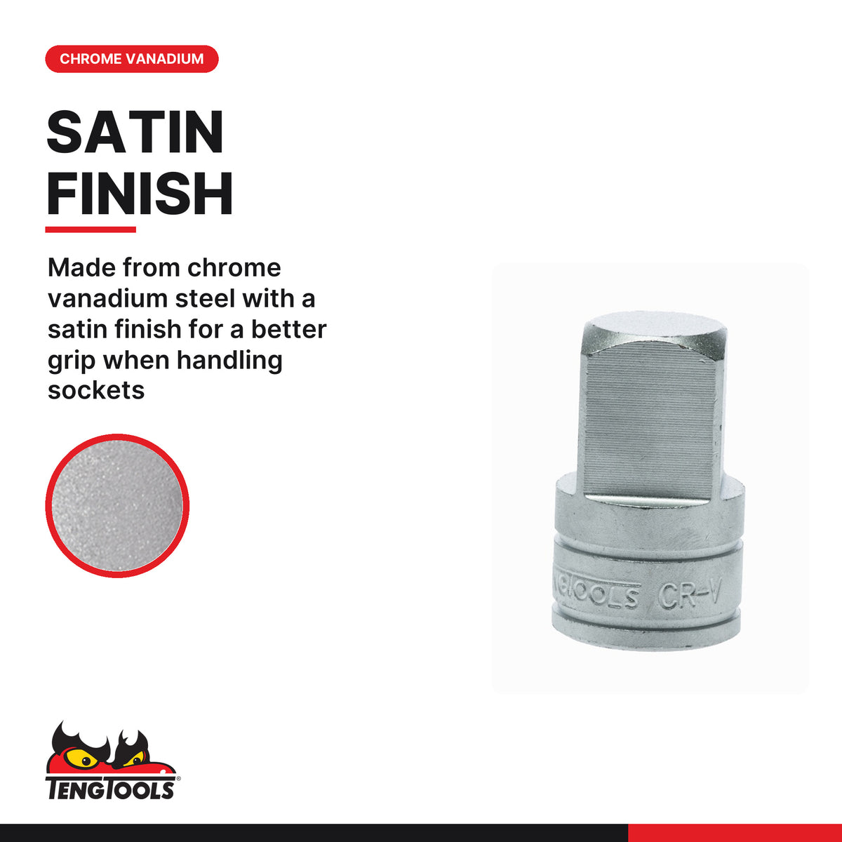 Teng Tools M120037-C Socket Adapter 1/2 Inch Drive Female to 3/4 Inch, made from chrome vanadium steel with a satin finish
