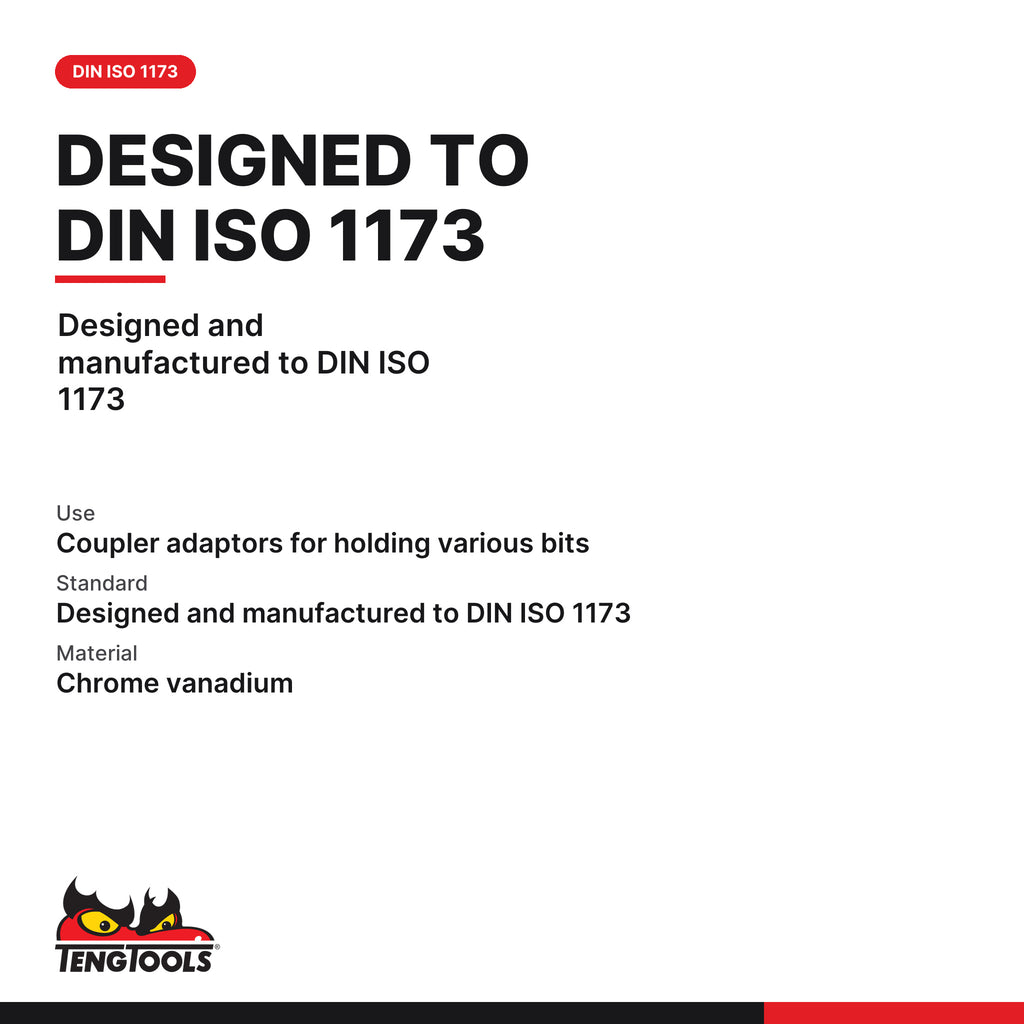 Teng Tools M120063-C Coupler Adaptor For 1/4 Inch Drive Hex Bits, designed and manufactured to DIN ISO 1173