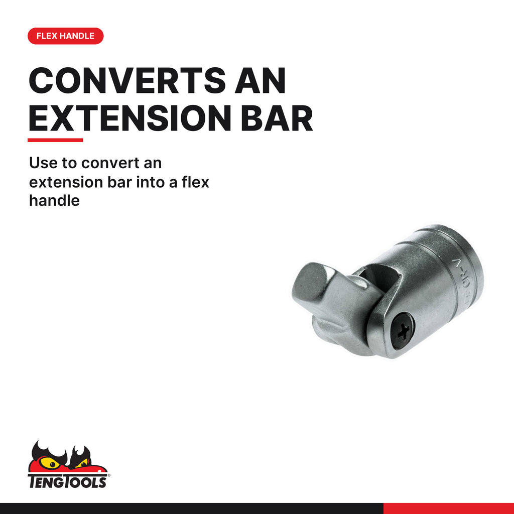 Teng Tools M120080-C 1/2 Inch Drive Flex Head Adapter, 1/2 Universal, use to convert an extension bar into a flex handle